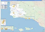 Santa Maria-Santa Barbara Metro Area Wall Map Basic Style